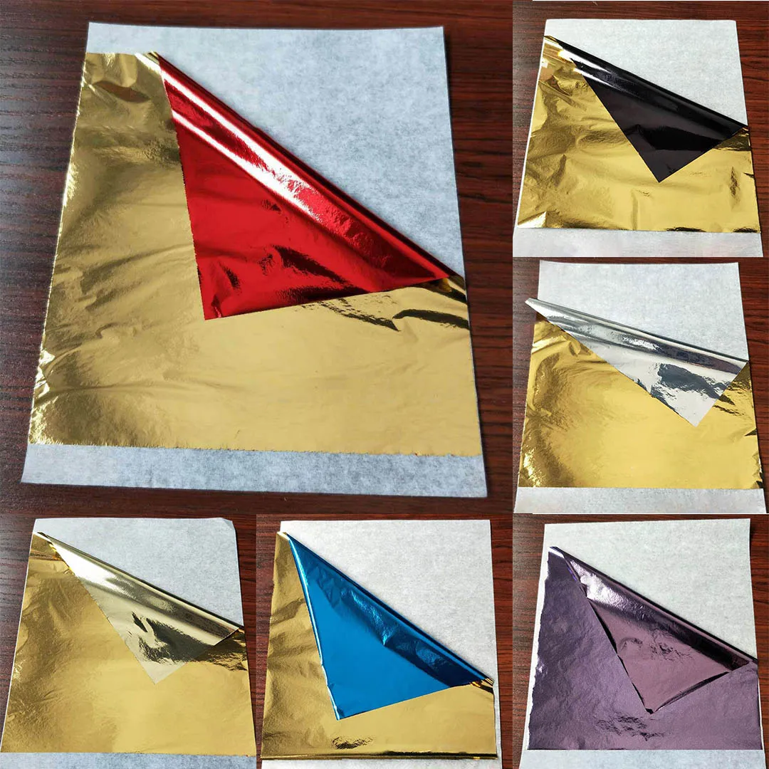 100 Listov/Pack Imitácia Zlata, Striebra DIY Dekorácie Gilding Art Craft Papier Hliníkovej Fólie Fólie, Papier 14*14 cm 1