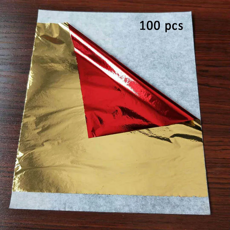 100 Listov/Pack Imitácia Zlata, Striebra DIY Dekorácie Gilding Art Craft Papier Hliníkovej Fólie Fólie, Papier 14*14 cm 3