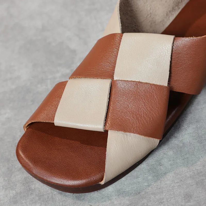 DRKANOL Módne Tkanie Sandále Ženy Lete 2021 Ručné Retro Topánky Otvorené Prst Zmiešané Farby Originálne Kožené Sandále Gladiator 3