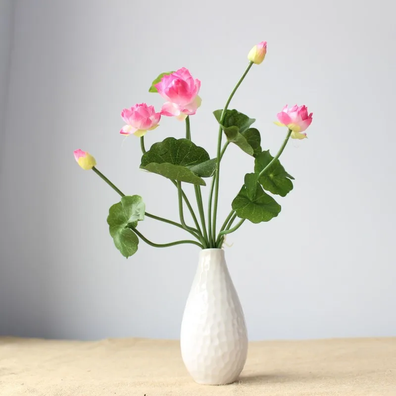 1Pcs Umelé lotosové Kvety Zelené Rastliny Mini Hodvábneho Kvetu 2021 Nový Rok Doma Dekorácie, Záhradný Kvet Tabuľka Črepníkové Rastliny 5