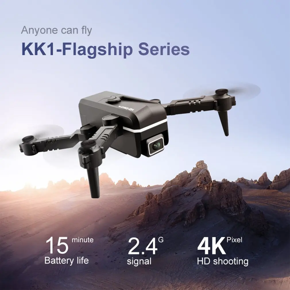 KK1 Skladací Mini Drone 4k Kamera Profesional Rc Hučí Wifi Fpv Drone Hračka Vonkajšie Rc Quadcopter 5