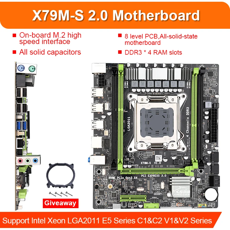 X79 M-S Doske Set S LGA2011 Kombá Xeon E5 2690 CPU 4pcs x 4 GB = 16 GB Pamäte DDR3 RAM Radiátor 1333Mhz PC3 10600 4