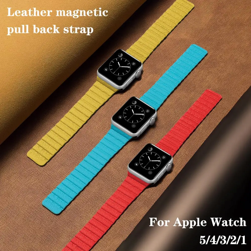 Kožené slučky popruh pre Apple hodinky kapela 44 mm 40 mm iwatch kapela 42mm 38 mm Magnetické watchband náramok pre apple hodinky series 5 4 1