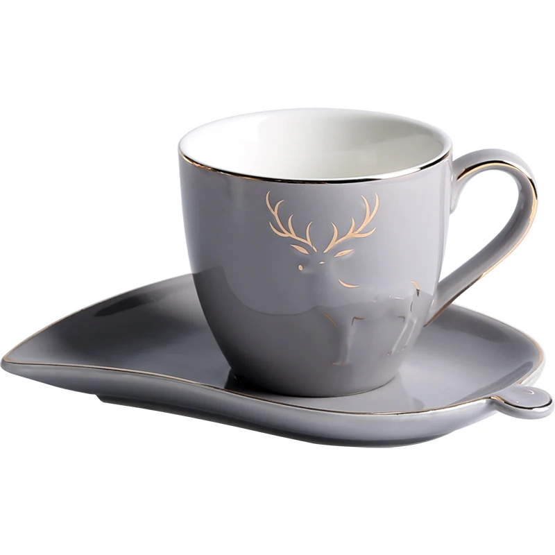 Luxusné Nordic Porcelánovú Šálku Kávy Jeleň Zlato Rukoväť Kosti Číne Čaj Poháre Sada Creative Chicara Porcelana Drinkware Veselé 50CC 1