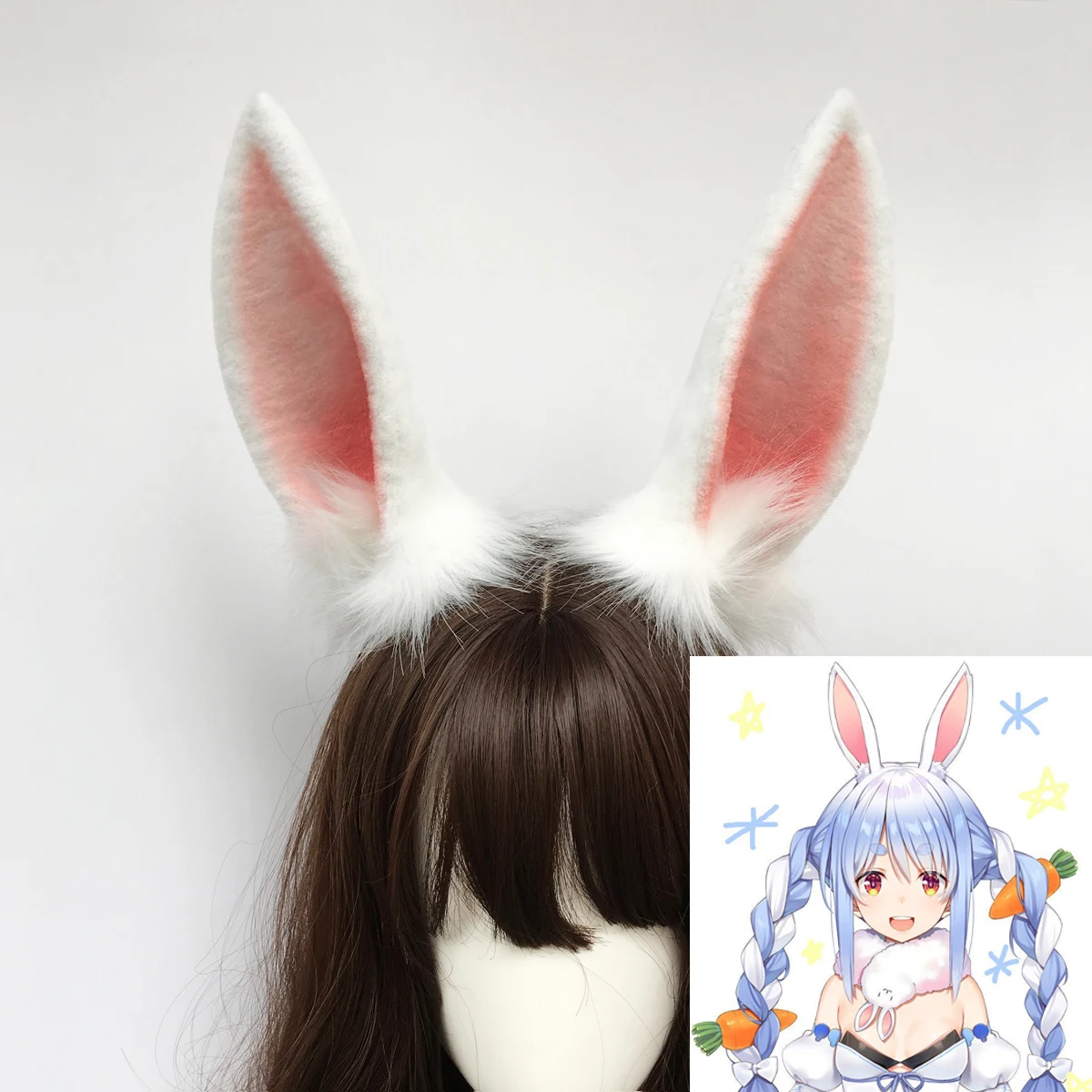 MMGG Nové Hand Made Práce Holorive Králik Bunny Uši Hairhoop USADA Pekora Cosplay Prop Pre Halloween Vianoce Príslušenstvo 0