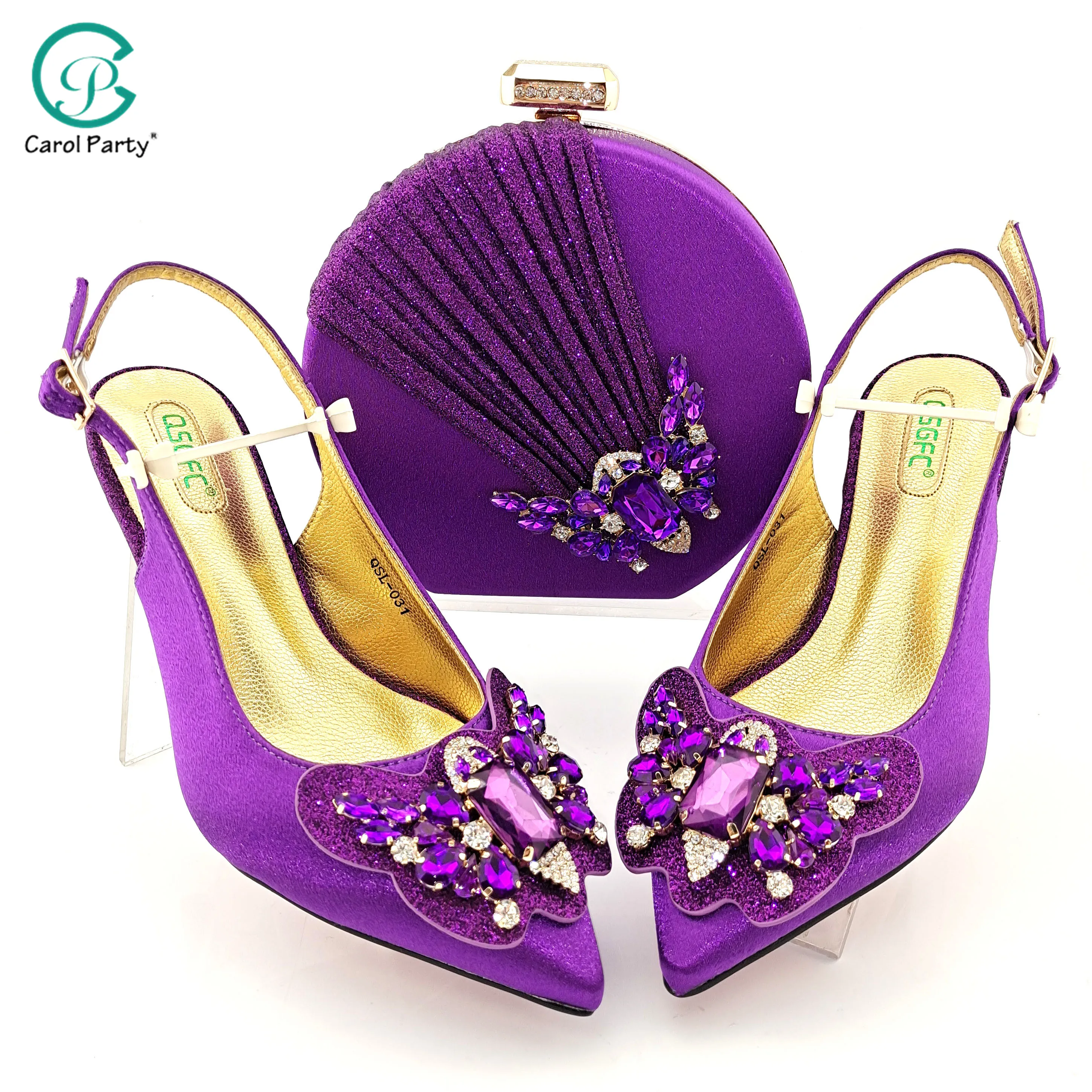 2021 Nový Príchod taliansky Dizajn Fialová Farba dámske Topánky a Taška Sada S Butterfly-Kond Štýl Farebné Crystal Dekorácie 2