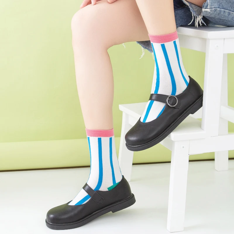 Jesenné Zimné Japonské Harajuku Žena Ponožky Popsocket Bavlna s Pruhom Rainbow Zábavné Ponožky Ženy Kawaii Dievčatá Biela Ponožka Krátke 1