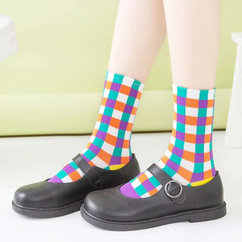 Jesenné Zimné Japonské Harajuku Žena Ponožky Popsocket Bavlna s Pruhom Rainbow Zábavné Ponožky Ženy Kawaii Dievčatá Biela Ponožka Krátke 5