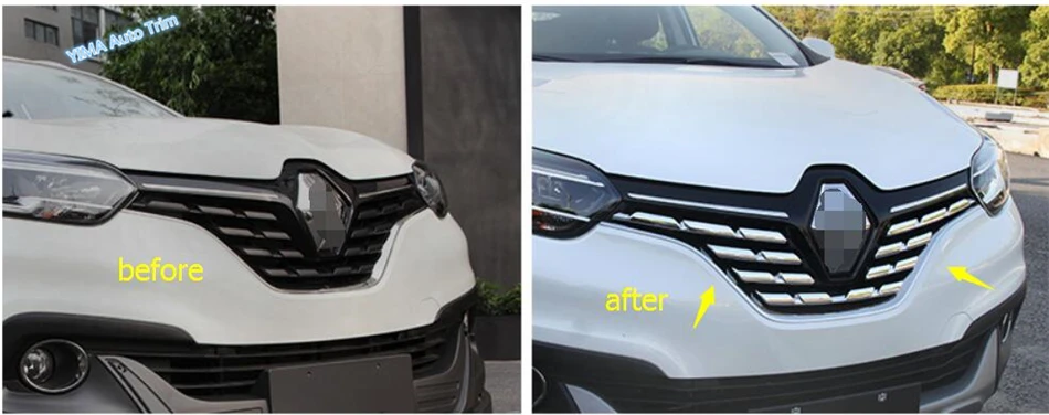 Lapetus Auto Styling Predné Hlavu Tvár Mriežky Gril Dekorácie Veko Krytu Trim 7 Ks vhodné Na Renault Kadjar 2016 2017 2018 ABS 2