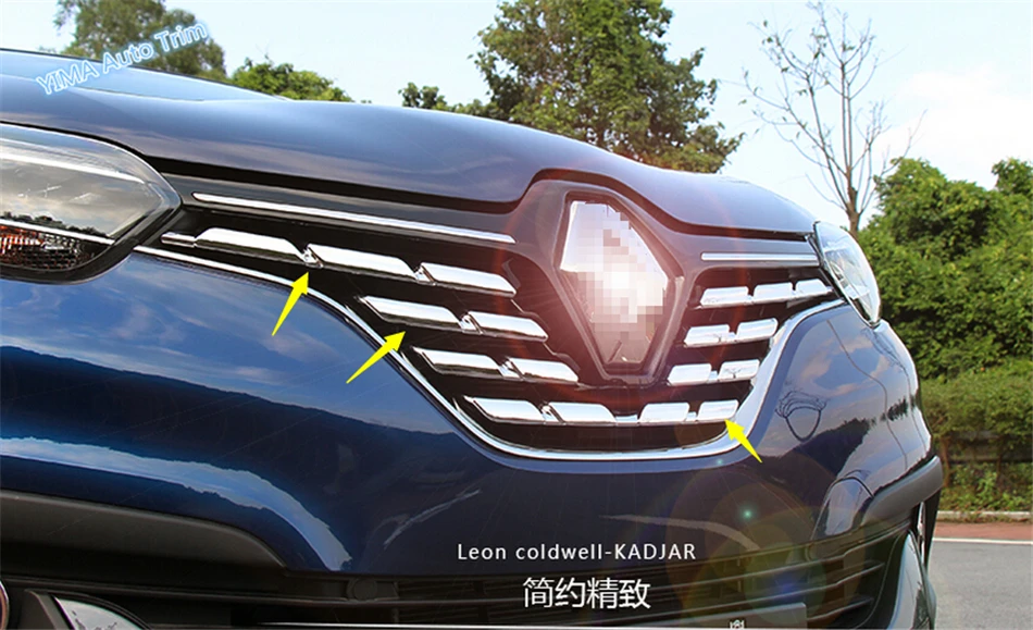 Lapetus Auto Styling Predné Hlavu Tvár Mriežky Gril Dekorácie Veko Krytu Trim 7 Ks vhodné Na Renault Kadjar 2016 2017 2018 ABS 3