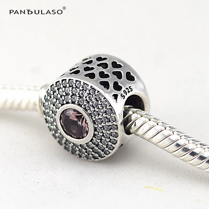 Ružová CZ Lesk Charms Hodí 925 Silver Originálne Náramky Pre Ženu Šperky, Takže Mincový Striebro Šperky, Perly typu 