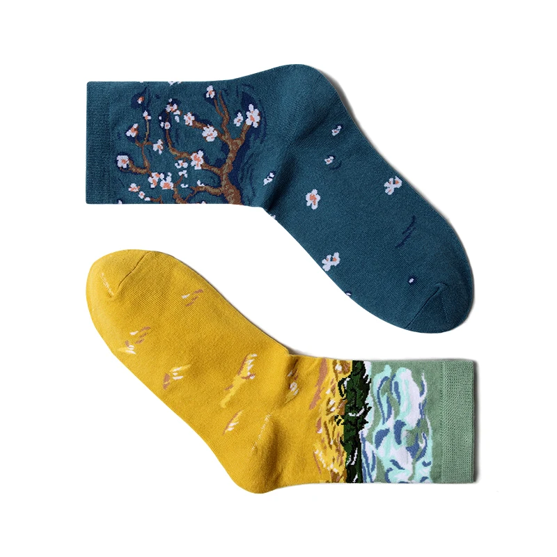 Novinka Radi Vtipné Mužov Ponožky Retro Ženy Osobnosti Umenia Van Gogh Nástenná Maľba Svete Slávny Obraz Ženy Olej Ponožky 1