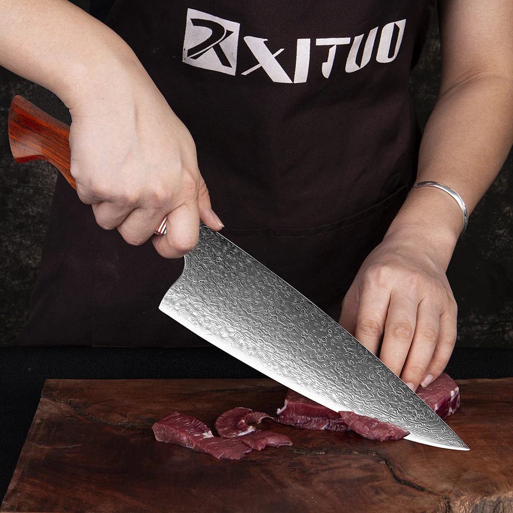 XITUO Kuchynský Nôž 8 Palcový Japonský Mäsiar Kuchár Multifunkčné Nože Vg 10 Damasku Ocele Nôž Utility Krájanie Santoku Sekáčik 1