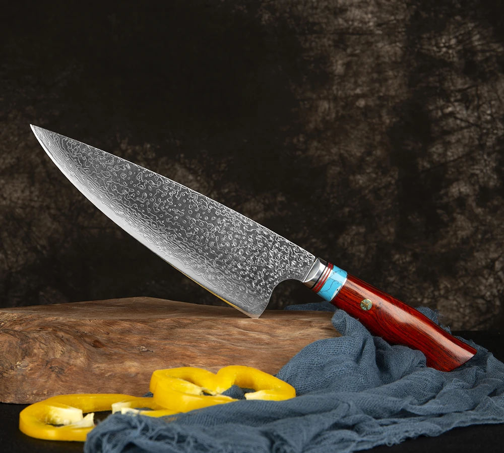 XITUO Kuchynský Nôž 8 Palcový Japonský Mäsiar Kuchár Multifunkčné Nože Vg 10 Damasku Ocele Nôž Utility Krájanie Santoku Sekáčik 3