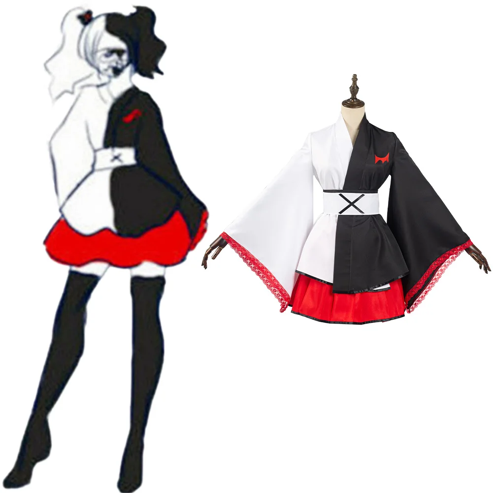 Anime Danganronpa Monokuma Cosplay Kostým Kimono Šaty Black White Bear Oblečenie Halloween, Karneval, Kostým 2