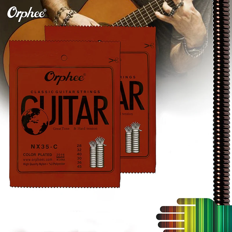 Orphee 6pcs/set NX35-C kompletnú Sadu Čierne Nylonové Struny na Klasickú Gitaru Pevného Napätia 0.028 - 0.045 palec 5