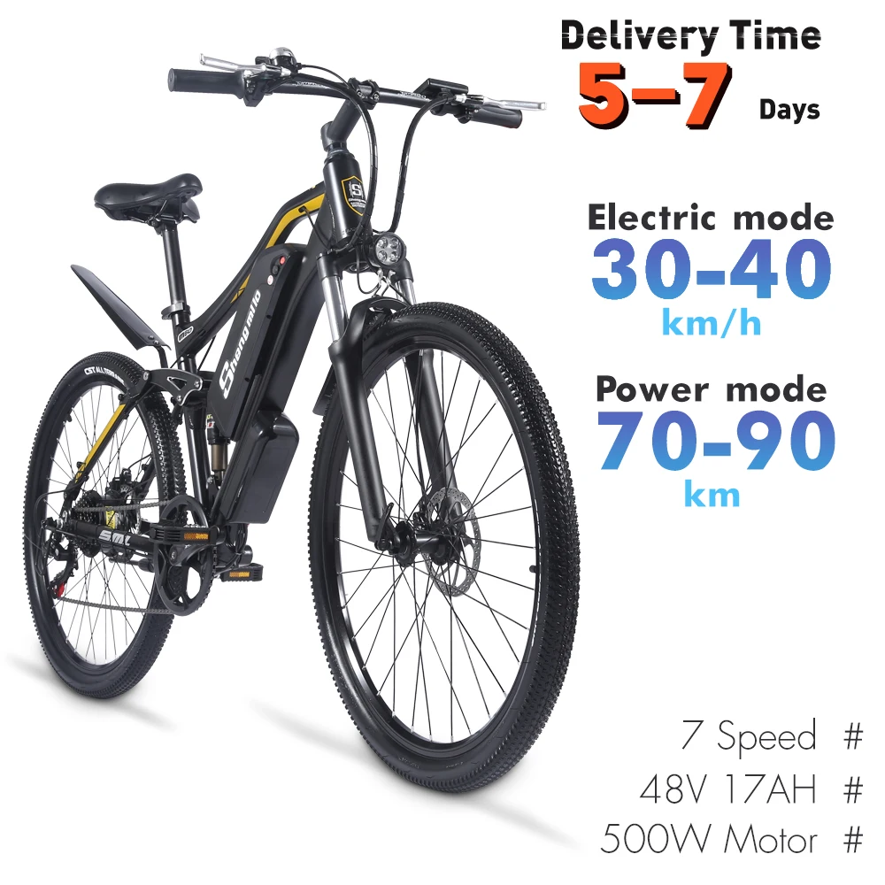 Elektrický Bicykel M60 Plus Horských Klince 500W pánske Cyklistické 27.5 Palcový Vonku Na Pláži MTB 48V17AH Šport, jazda na Bicykli Snowbike ShengMilo 4