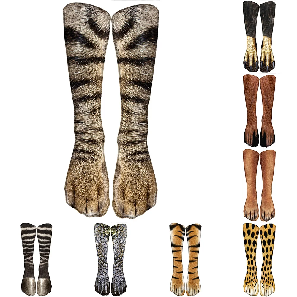 3D Bavlna Leopard Ponožky Ženy Zábavné Vytlačené Zvierat Ponožky Kawaii Bežné Šťastný Fashion Vysoké Ponožky 3