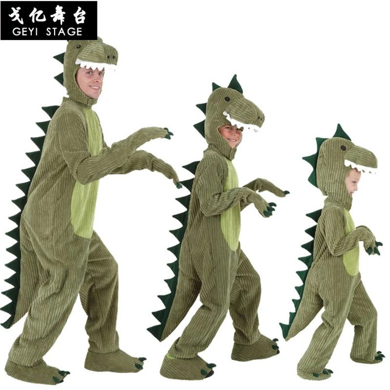 Nové Dinosaura Kigurumi Zelená Cartoon Zvierat Jumpsuit Halloween Cosplay Vianočné kostýmy pre rodič-dieťa Flanelové Pohodlné 1
