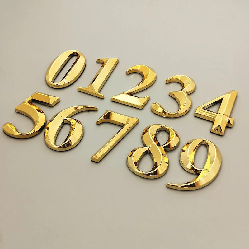 1pc 5cm 3D Plastové Zlatý Domov Nálepky Adresu Dverí Štítok Moderný Dom Číslo Digitálne Číslice 0-9 Nálepky Doska Prihlásiť 4