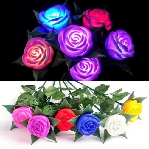 Elegantné Rose LED Svetlá Kvet Lampa Garden Dvore, Vonkajšie Cesta Trávnik Moc Dekorácie Romantický darček pre milovníkov 1
