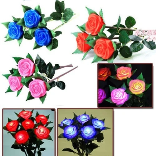 Elegantné Rose LED Svetlá Kvet Lampa Garden Dvore, Vonkajšie Cesta Trávnik Moc Dekorácie Romantický darček pre milovníkov 5