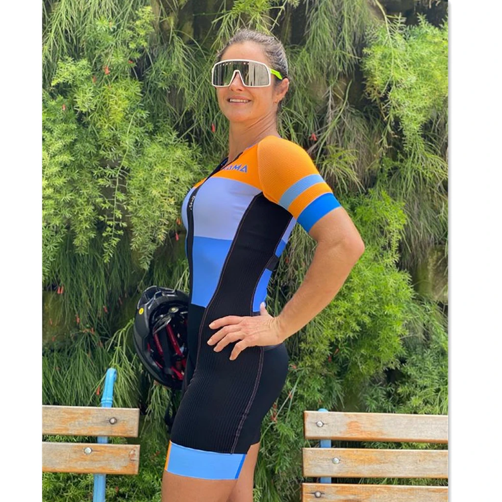 Xama Cyklistické Pôvodné Feminino Orange Požičovňa Sexy Jumpsuit Pro Team Triatlon Jeden kus Skinsuit Roupa Ciclismo Maillot Mujer 4