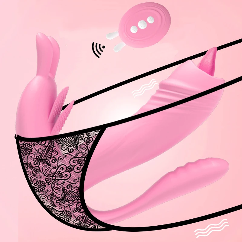 Nositeľné Pánty Dildo Vibrátor Bezdrôtového Diaľkového Ovládania Jazyka Lízanie Vaginálne G-spot Klitorálny Stimulátor Klitoris Sexuálne Hračky pre Ženy 1