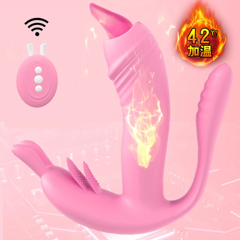 Nositeľné Pánty Dildo Vibrátor Bezdrôtového Diaľkového Ovládania Jazyka Lízanie Vaginálne G-spot Klitorálny Stimulátor Klitoris Sexuálne Hračky pre Ženy 5