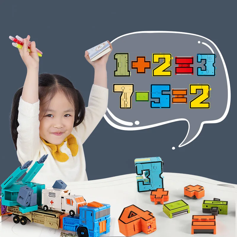 Transformovať Číslo Robot Akcie Obrázok Dinosaurov Deti Hračka Bloky Zostaviť Deformovaný Hračky pre Chlapcov 6 do 10 Rokov Vzdelávacích 2