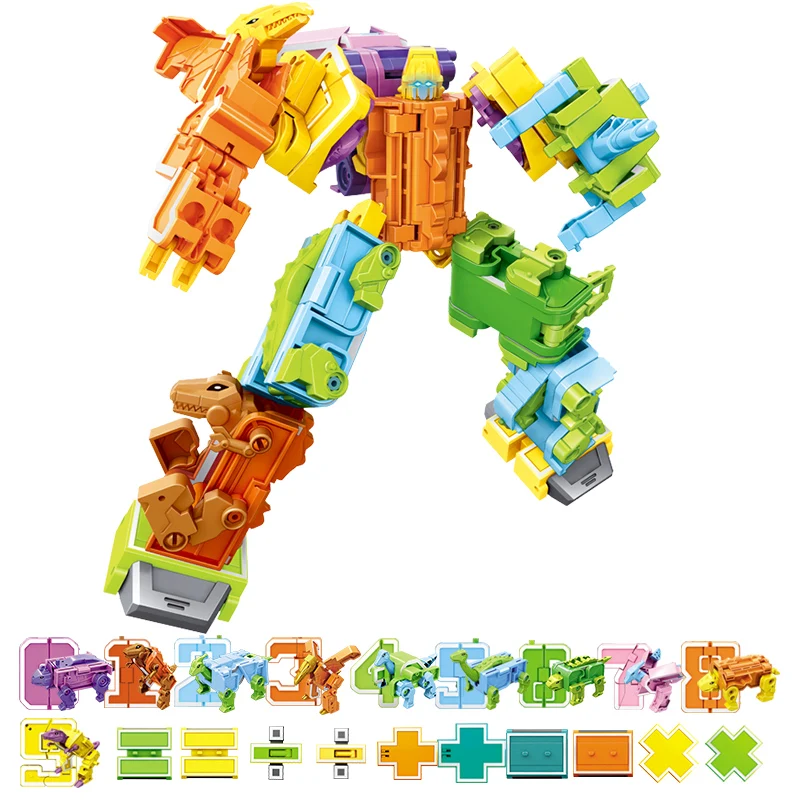 Transformovať Číslo Robot Akcie Obrázok Dinosaurov Deti Hračka Bloky Zostaviť Deformovaný Hračky pre Chlapcov 6 do 10 Rokov Vzdelávacích 5