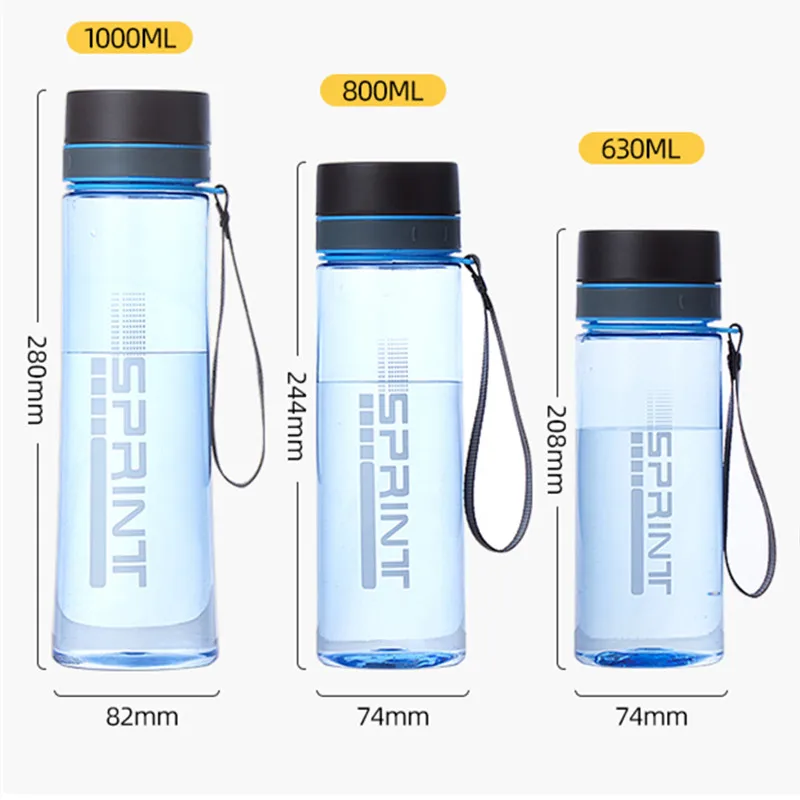 1000ml/800ml/630ml Vysoko Kvalitné Prenosné Športová Fľaša na Vodu S Lanom a nepriepustných Odolné Drinkware Cestovné Fľaše BPA Free 0