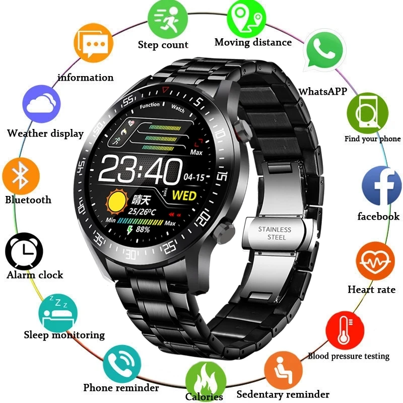 LIGE Luxusné značky pánske hodinky 2021 Nové Oceľové pásmo Fitness sledovať tepovú frekvenciu, krvný tlak Činnosť tracker Smart Hodinky Pre Mužov 2
