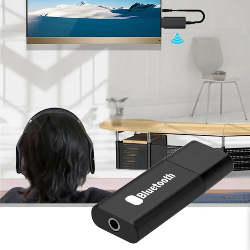 2 v 1 Bezdrôtové Bluetooth-kompatibilné 5.0 Vysielač, Prijímač 100Mbps USB 3,5 mm Jack Audio Adaptér pre Domáce a Kancelárske zariadenia, 3