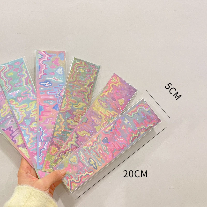 In Kawaii Gradient Farba Vlny Laser Nálepky DIY Scrapbooking Kalendár Notebook Papiernictvo Hračka Nálepky kórejský Dekorácie Stick 2