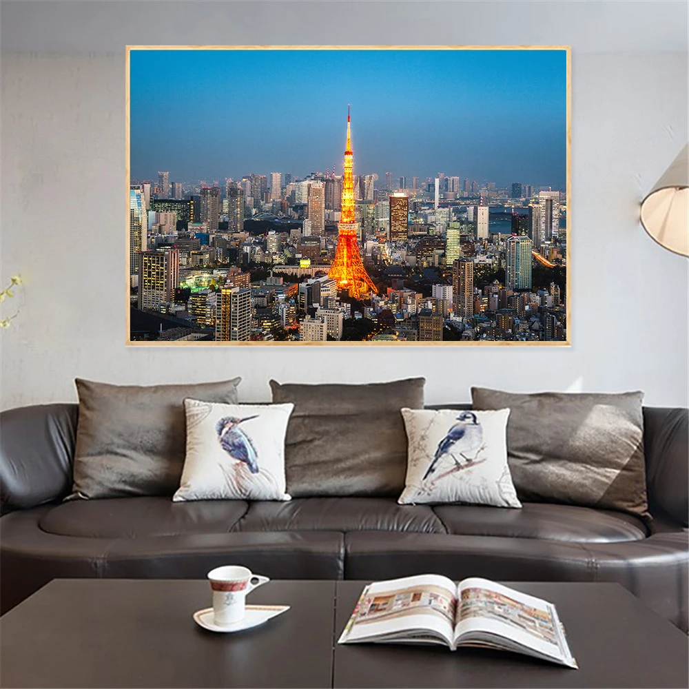 Krásne Most Panoráma Nočná Scéna, západ Slnka, New York, Tokyo Tower Plagáty a PrintsPicture Pre Obývacia Izba Dekor plagáty 3