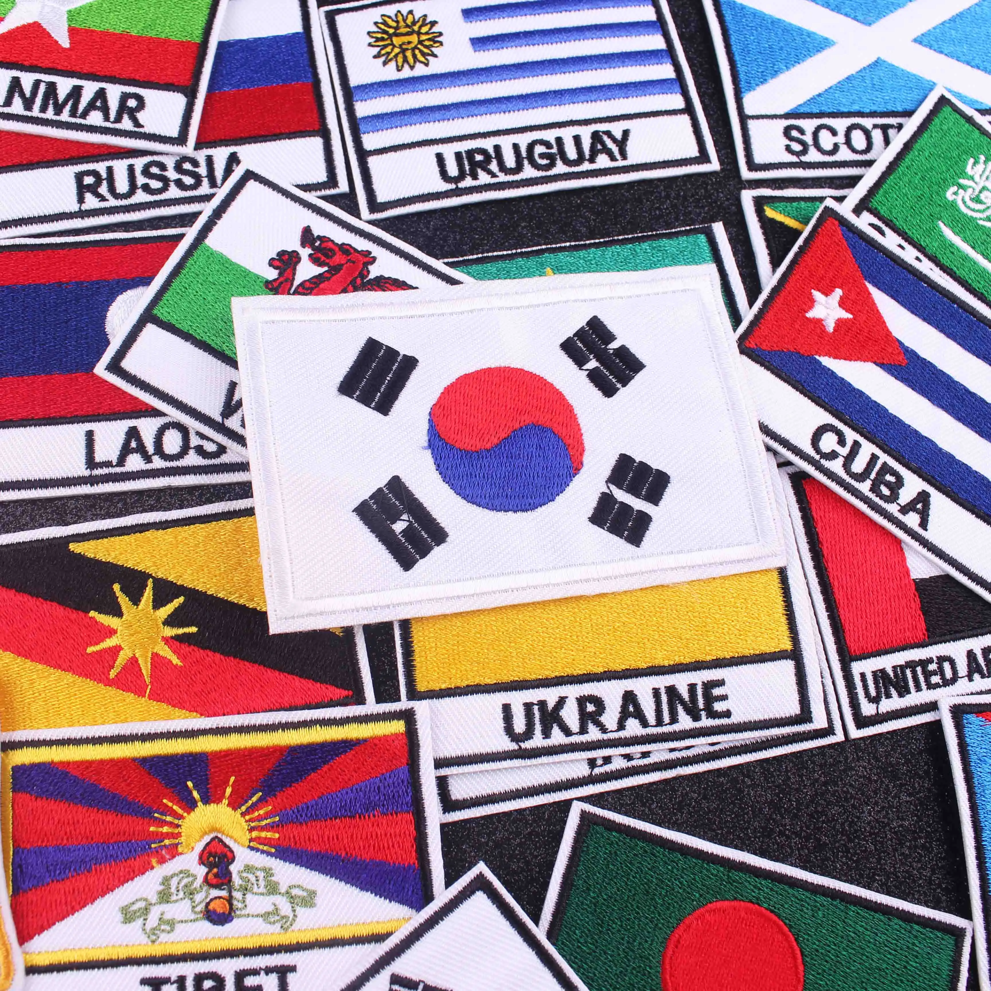 Pradžňa Ázijské Vlajka Južná Kórea Singapur, Turecko, Vietnam India, Izrael, Saudská Omán Filipíny Vlajka Patch Bunda Džínsové Oblečenie Patch 5