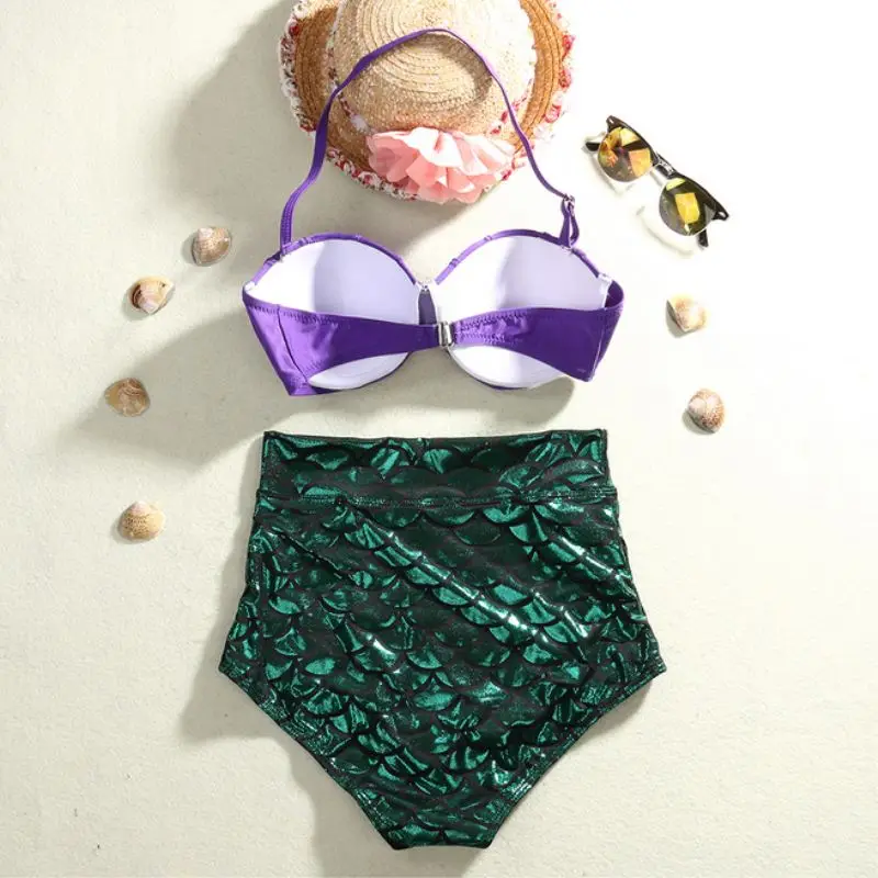 Morská Víla Bikini Set Ženy, Push Up Vysoký Pás Plavky, Bikiny Dámske Plávať Nosenie Cosplay Plavky Plávanie Nosenie 2
