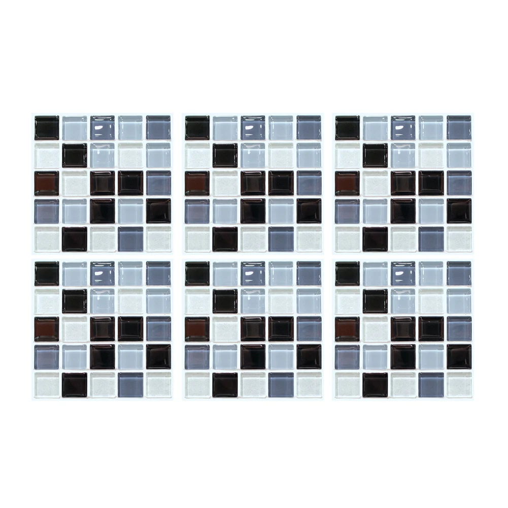 6Pcs/set Kuchyni Dlažba Nálepky Mozaiky rovine Čierny Sivý PVC samolepiace Kúpeľňa Nepremokavé Stenu Schodové Dlaždice, Samolepky, Dekorácie 1