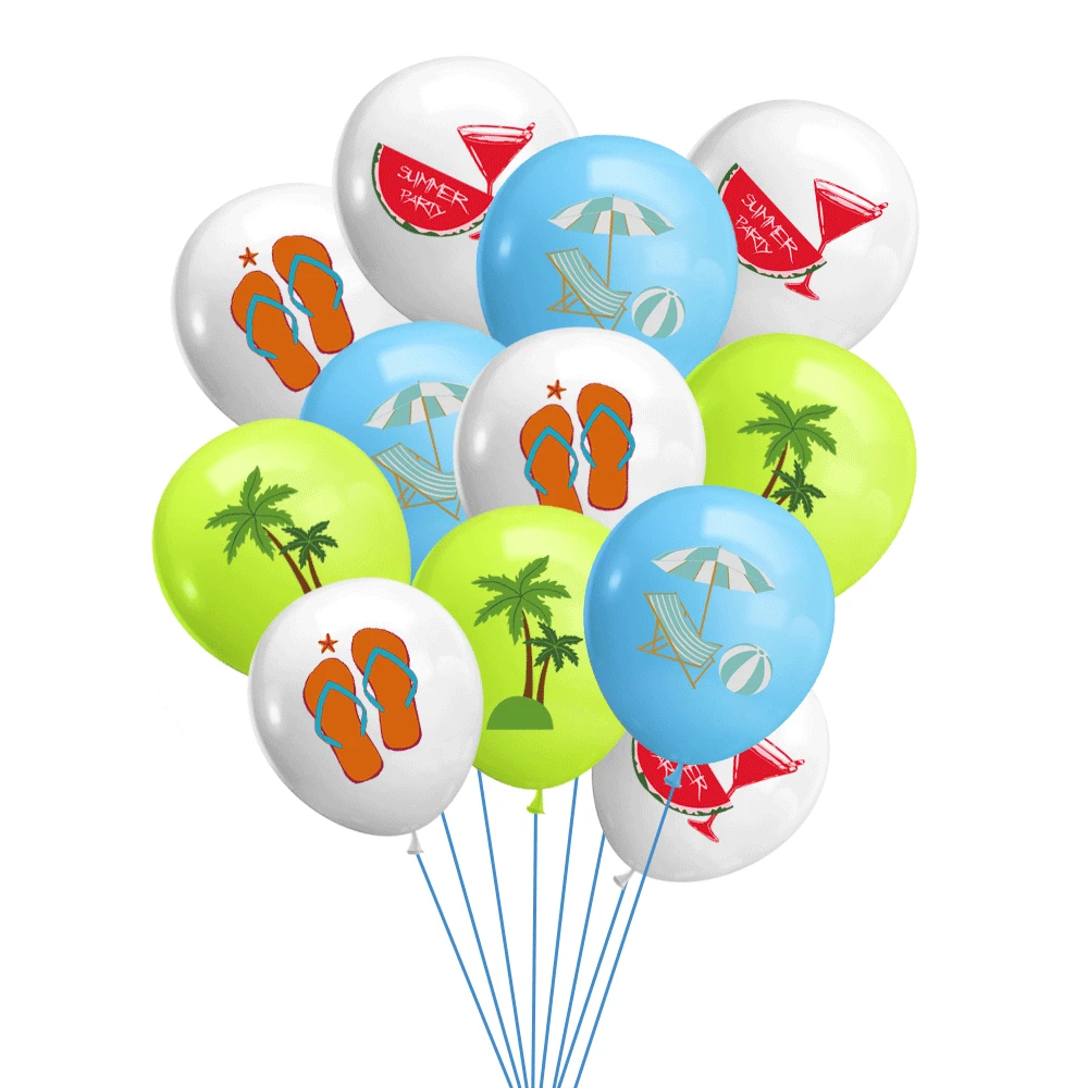 16pcs Havaj Pláže Balóny Melón Flip Flops Coconut Tree Balóny pre Tropické Luau Svadby, Narodeniny, Party Dekorácie 4