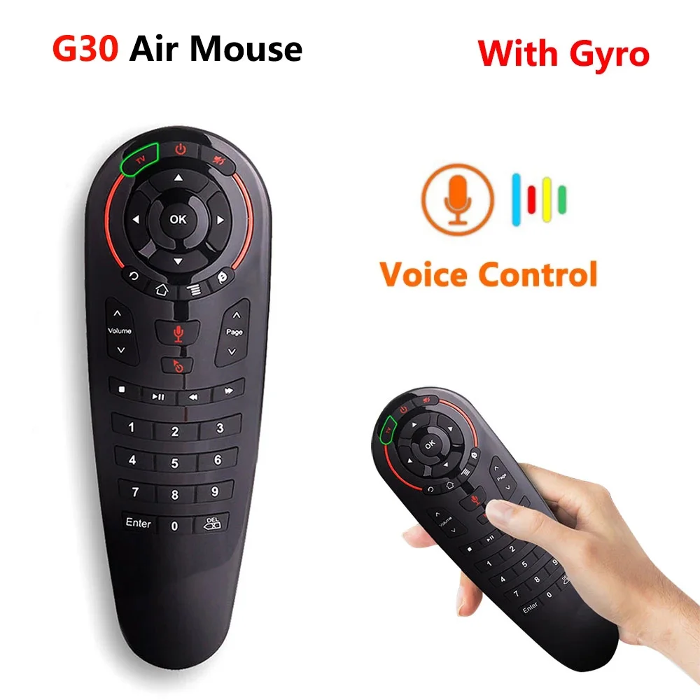 G30 2.4 G Gyroskop Air Bezdrôtové Myši 33 Tlačidlá IČ Vzdelávania Smart Hlas Diaľkové Ovládanie pre X96 mini H96 MAX Android Box vs G10 G20 4