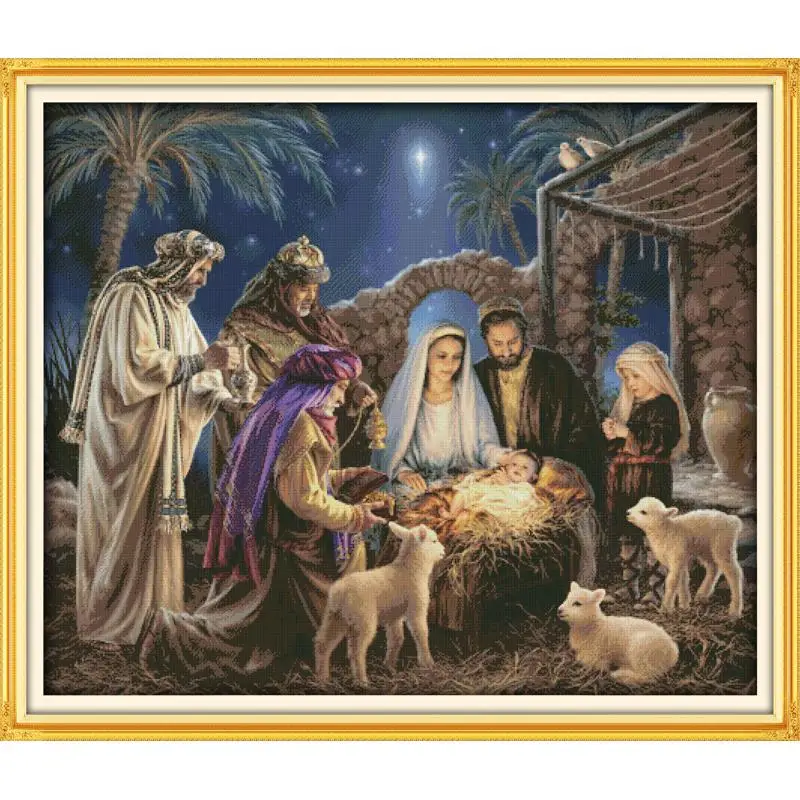 Radosť nedeľu Tlač Cross Stitch Toolbox Narodenia Ježiša 14CT 11CT Pečiatkou Počíta Umenie, Ručné Šitie, Vyšívanie Súpravy Remeslá Remeslá 4