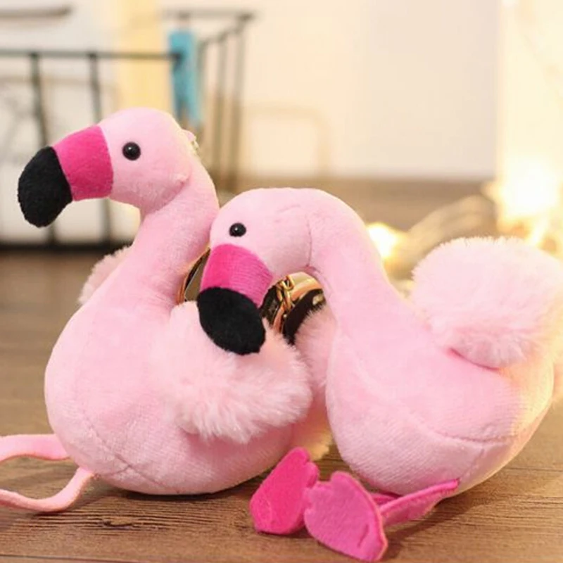 1Pcs Flamingo Vták Plyšové Keychain plyšáka Voľne žijúcich živočíchov Zberateľskú Mäkké Plyšové Hračka Bábika Darček k Narodeninám Pre Dievča 4