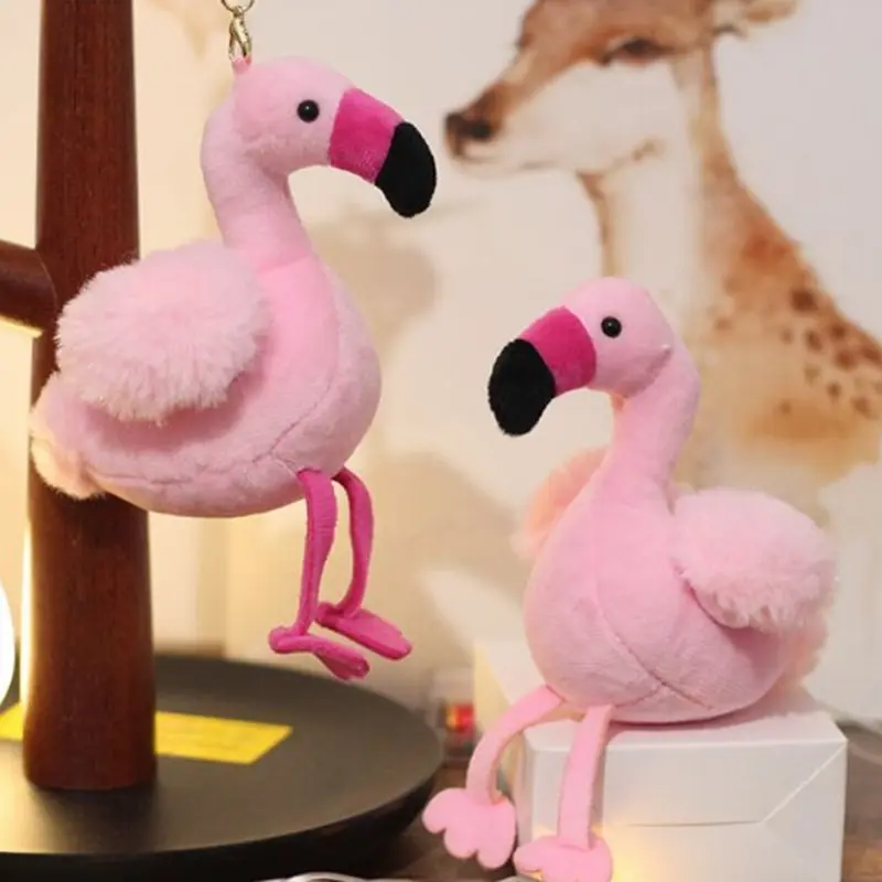 1Pcs Flamingo Vták Plyšové Keychain plyšáka Voľne žijúcich živočíchov Zberateľskú Mäkké Plyšové Hračka Bábika Darček k Narodeninám Pre Dievča 5