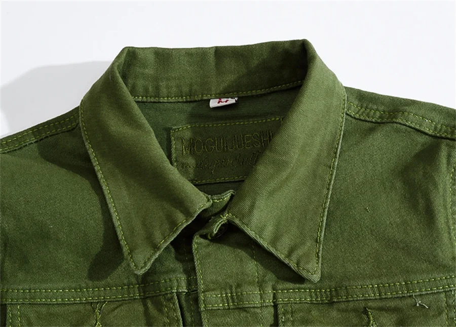 Pánske patch zelená denim jacket jeseň príliv novej ulici tlač armády ventilátor kórejský denim jacket vonkajšie tenkým dlhým rukávom bunda top 3