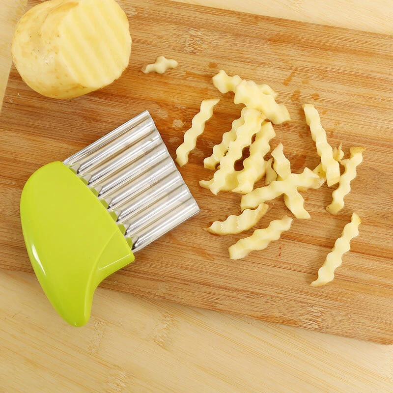 Nové Nerezové Zemiakov Čip Slicer Cesto Zeleniny, Ovocia Crinkle Vlnité Slicer Nôž Zemiakov Fréza Chopper Francúzsky Smažiť Maker 3