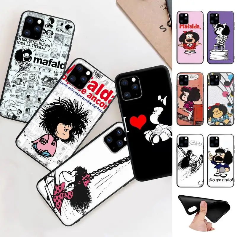 Horúce Mafalda Čierne Silikónové Mobilný Telefón Kryt Puzdro Pre Huawei P9 P10 P20 P30 P40 Lite Pro P Smart 2019 2020 5