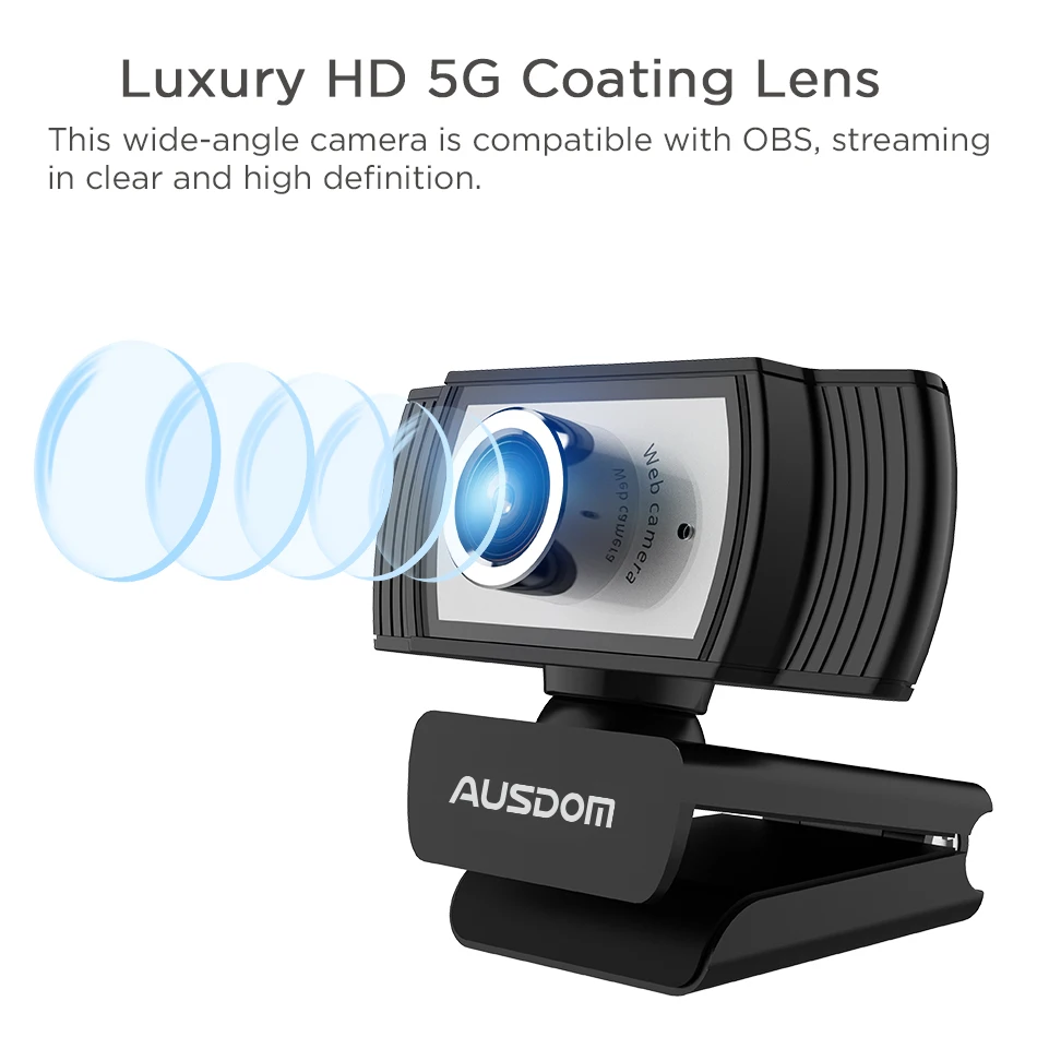 AUSDOM AW33 Kamera 1080P Full HD Manuálne Zaostrenie 5 Triedy USB Webová Kamera Na Business PC Kamera vhodné pre Android Windows IOS 2