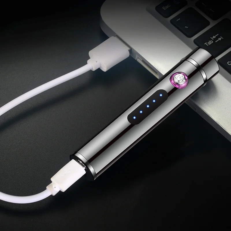 USB Zapaľovač Cigariet Elektrické Nabíjanie Ľahšie Dotyk Indukčné Vetru Kovové Strojčeky Pre Mužov Nepremokavé Fire Starter 1