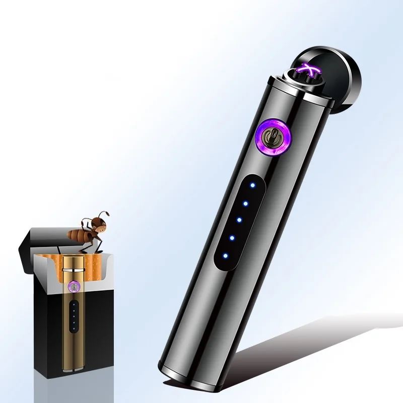 USB Zapaľovač Cigariet Elektrické Nabíjanie Ľahšie Dotyk Indukčné Vetru Kovové Strojčeky Pre Mužov Nepremokavé Fire Starter 3